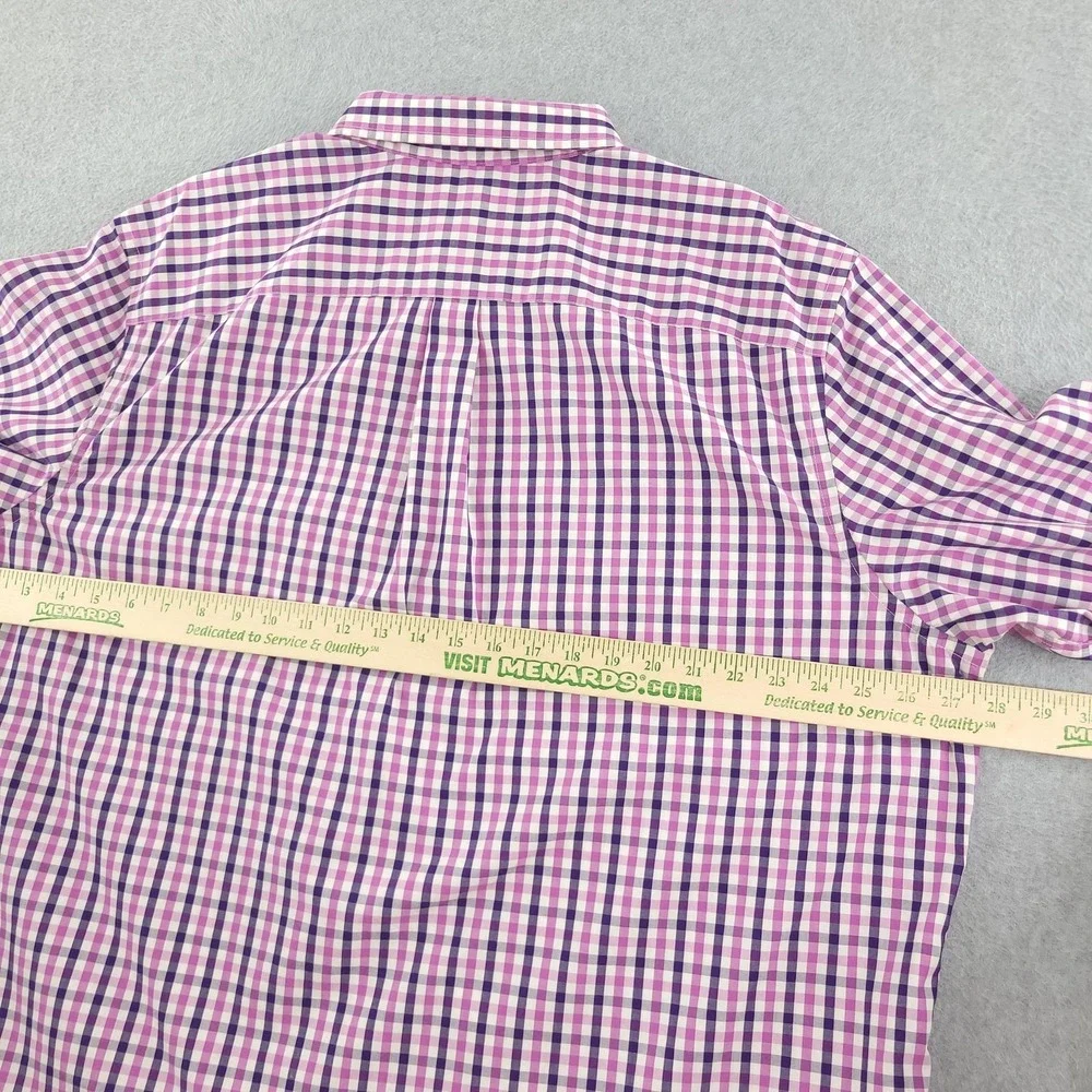 Banana Republic Dress Shirt Mens 2XL Purple Red Gingham Check Non Iron Lot Of 2